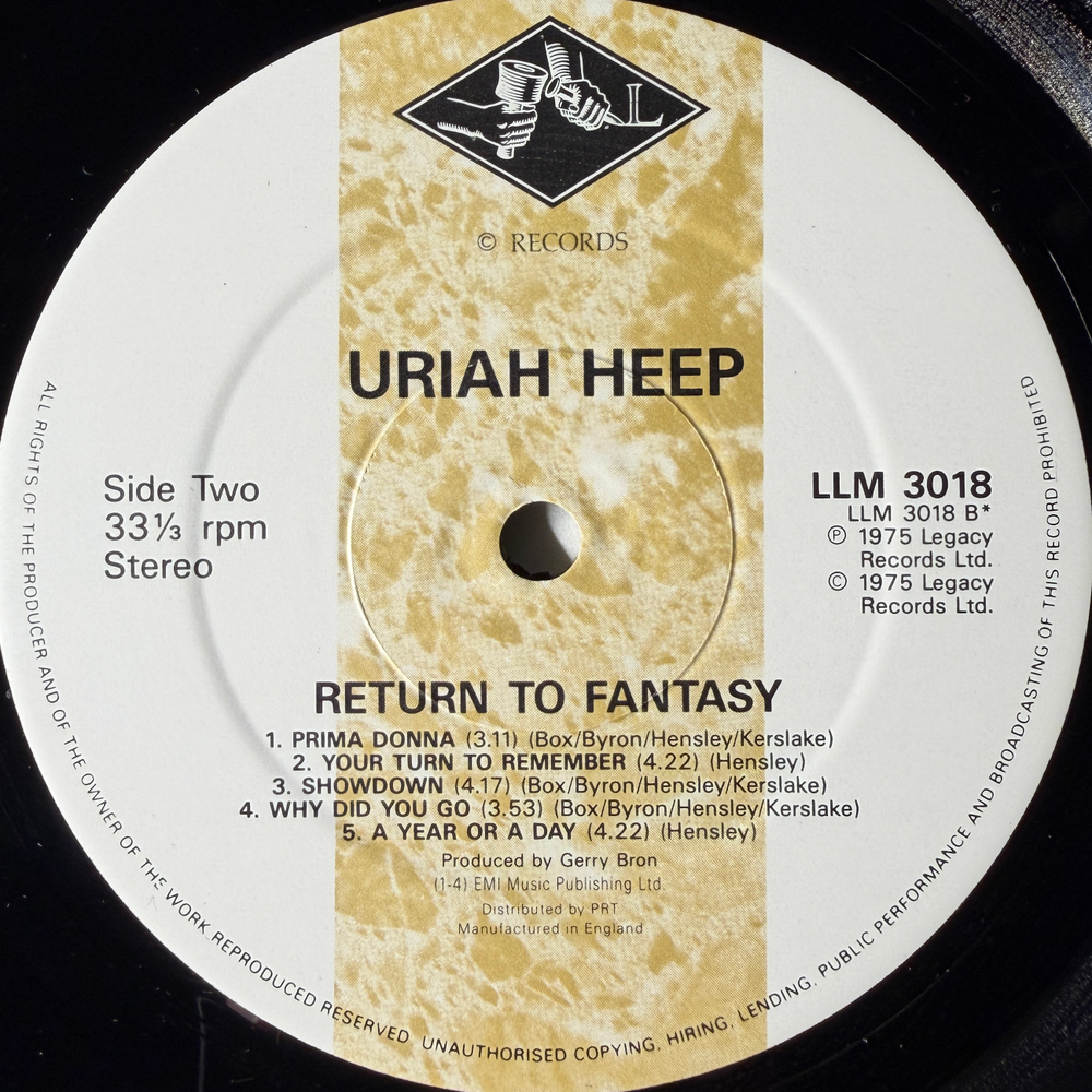 Uriah Heep ‎– Return To Fantasy (Англия)