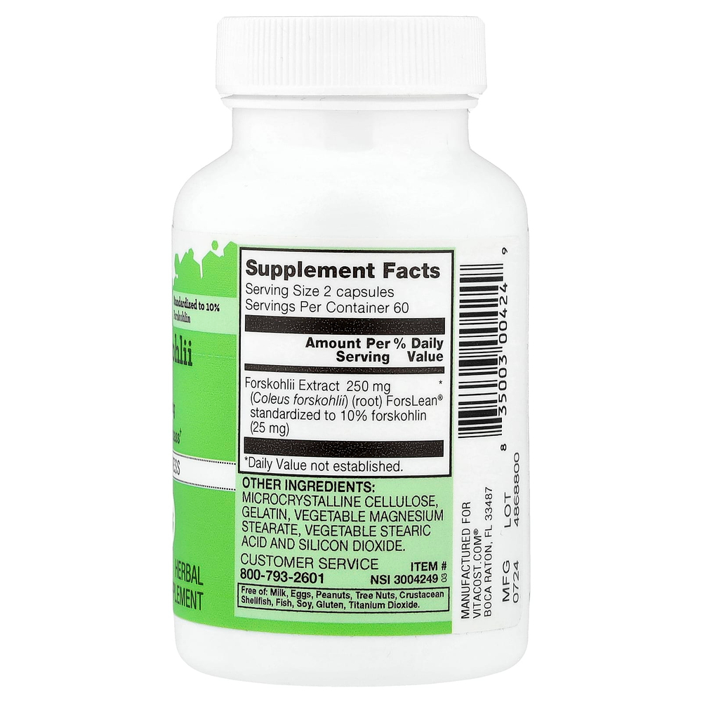 Vitacost, Coleus Forskohlii Extract, 250 mg , 120 Capsules (125 mg per Capsule)
