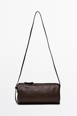 Massimo Dutti Сумка через плечо из кожи наппа, коричневый