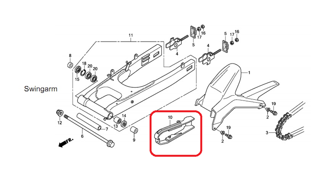 52170-KYJ-900. SLIDER, CHAIN. HONDA