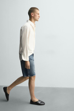 ZARA ДЖИНСОВЫЕ БЕРМУДЫ STRAIGHT FIT, СИНИЙ