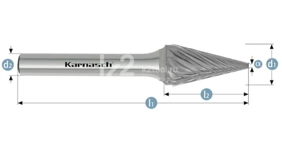 Борфреза твердосплавная Karnasch форма M, 12DINх26х6х71 мм, насечка HP-3 PRO, без покрытия, арт. 11.4099-040