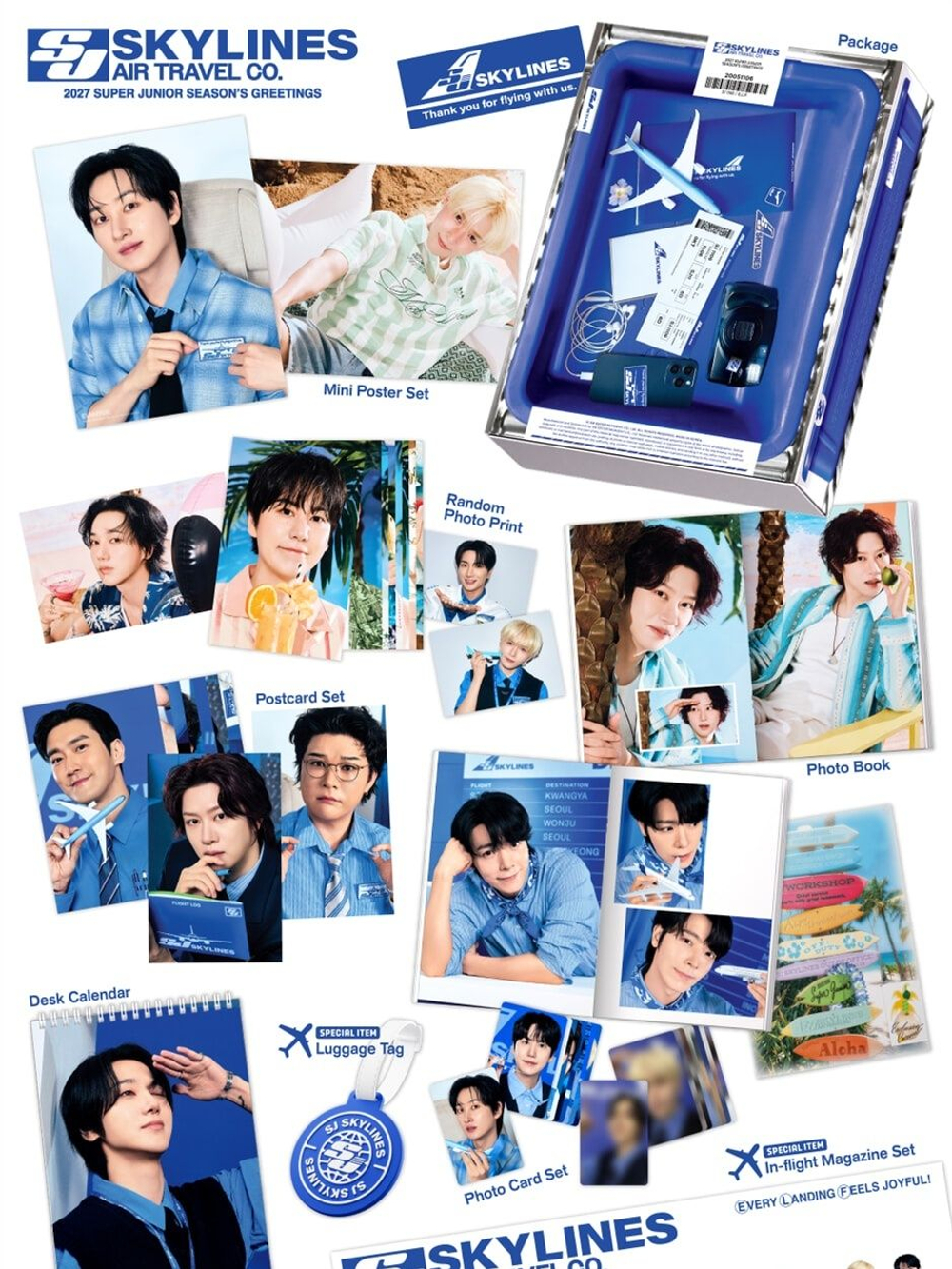 (ПРЕДЗАКАЗ) товары SUPER JUNIOR - SJ SKYLINES AIR TRAVEL CO. 2027 SEASON'S GREETINGS Kit Version