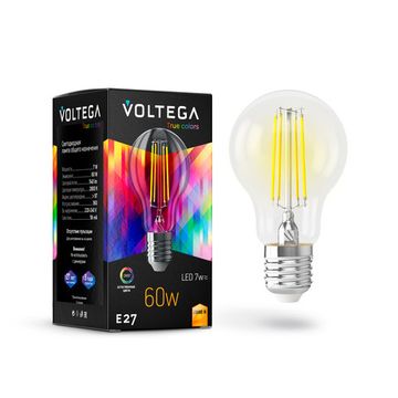 Светодиодная лампа Crystal A60 7W 2800K E27 CRI97 (7154) VG10-A60E27warm7W-FHR прозрачная Voltega