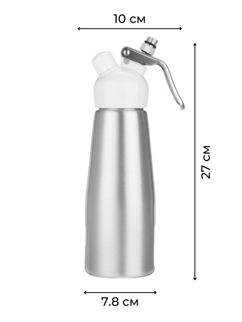 Сифон для сливок; металл, пластик; 500 мл; D=97, H=264, B=125мм; нерж. CGPro