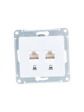 Механизм компьютерной розетки Systeme Electric 2-м Glossa RJ45+RJ45 кат.5е белый SchE GSL000185KK 463574
