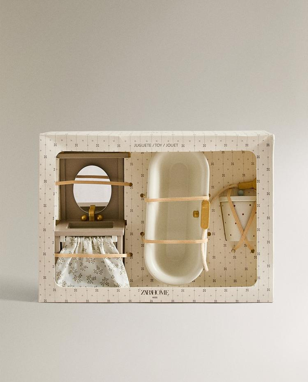 ZARA HOME ДЕТСКИЙ НАБОР ИГРУШЕК "ВАННАЯ КОМНАТА" ДЛЯ КУКОЛЬНОГО ДОМИКА, КРЕМОВЫЙ
