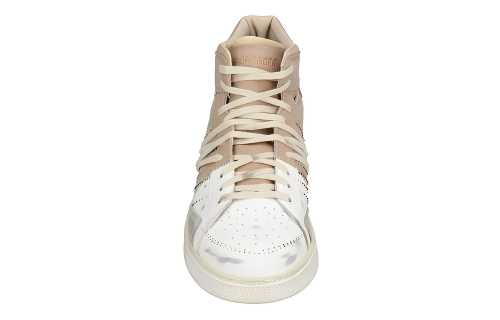 HIDNANDER Leather Stylish Skateboarding Shoes Men"s White Umber