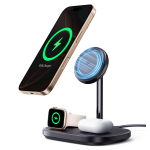 Беспроводная зарядка Baseus EnerFill FS41 3-in-1 Wireless Charging Stand with TEC Cooling Qi2+2Qi 22.5W (45W Adapter Included)
