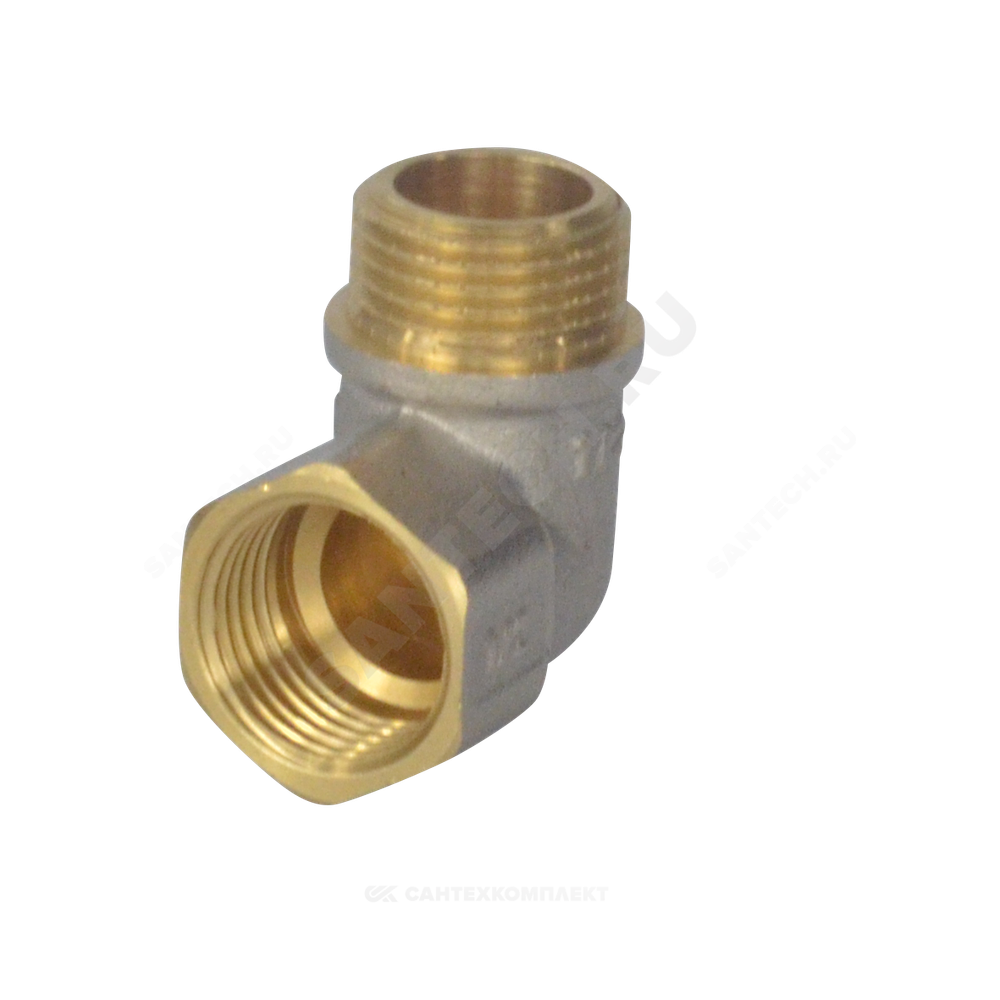 Угольник латунь никель реборда Ду 40 (1 1/2") ВР/НР 9006 ГОСТ 32585-2013 Aquasfera 9006-05