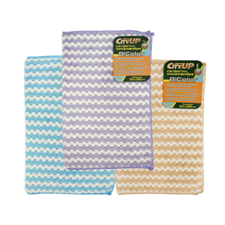 Салфетка микрофибра "CityUP-185 BiColor (уп3шт) 30х38см
