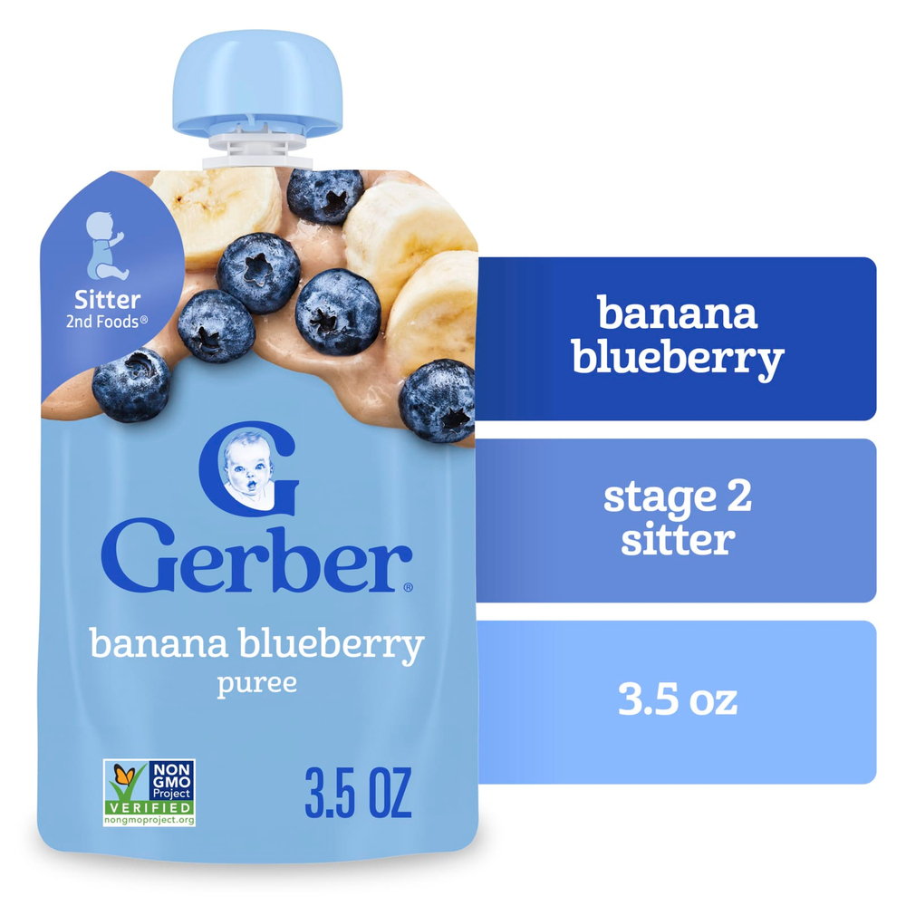 Gerber, 2nd Foods®, пюре с бананом и голубикой, 99 г (3,5 унции)