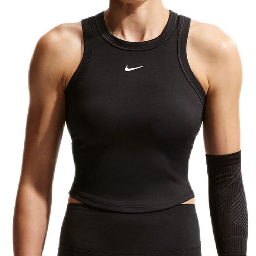 Топ теннисный Nike One Fitted Dri-Fit Short Sleeve Crop Tank - black/white