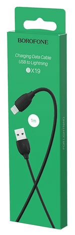 Usb Кабель-зарядка Lightning Borofone BX19 Benefit 2.4A 1м силиконовый черный
