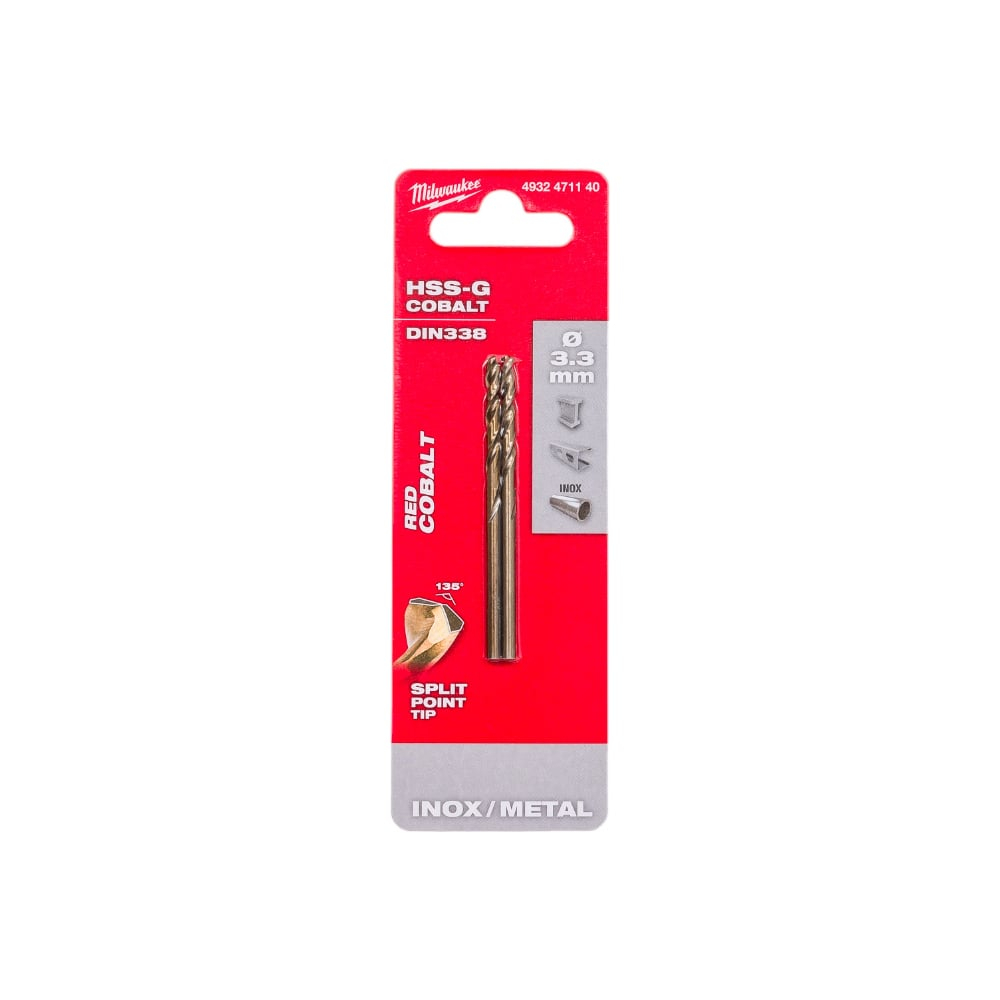 Сверло по металлу (2 шт; 3.3х37х67 мм; HSS-CO) Milwaukee 4932471140