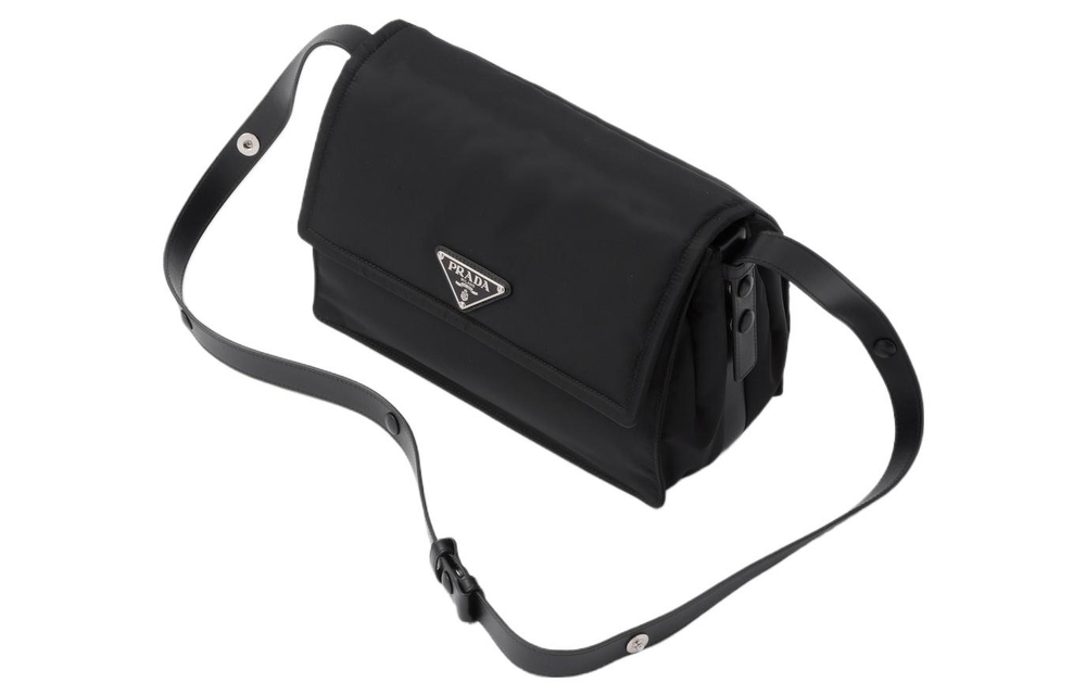 PRADA Re Nylon Re Nylon Recycled Nylon With Leather Messenger Bag, Crossbody Bag, Shoulder Bag Medium Women"s Black