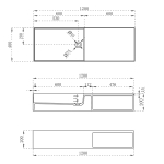 Раковина Солид Серфейс (Solid Surface) Vincea VWB-6S112MW, 1200*400*200, подвесная, цвет белый матовый,