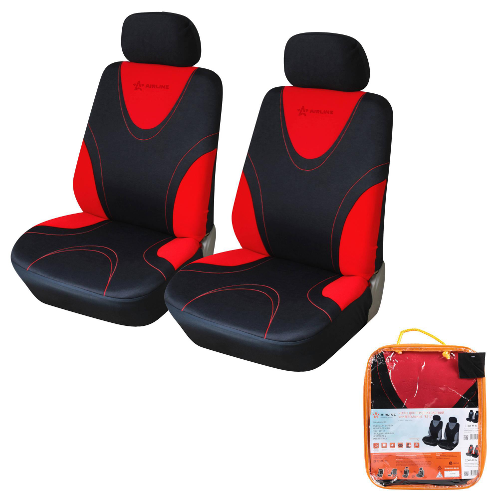 Чехлы Airline RS-1 4 пр. передние полиэстер универсальные черно-красные ACS-PP-04