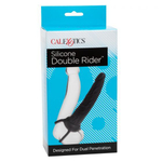 Чёрная насадка на фаллос для двойного проникновения Silicone Double Rider - 14 см. (Цвет: черный)