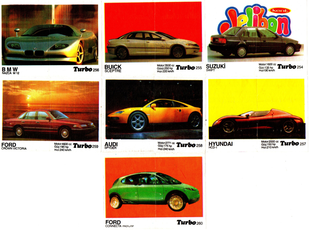 Вкладыши от жвачки Turbo Black - Турбо черные 70 штук без повторов. Серия 191 - 260. Полная серия