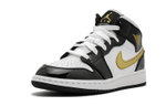 Jordan 1 Mid Patent Black White Gold GS