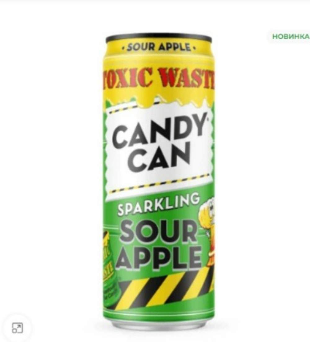 Напиток Candy Can & Toxic Waste Sour Apple ( Кислое яблоко) без сахара 330мл*12