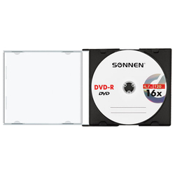 Диск DVD-R SONNEN 4,7Gb 16x Slim Case (1 штука), 512575