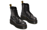 Dr. Martens Jadon Faux Fur Lined Metallic Leather Platform Boots "Black" Women"s