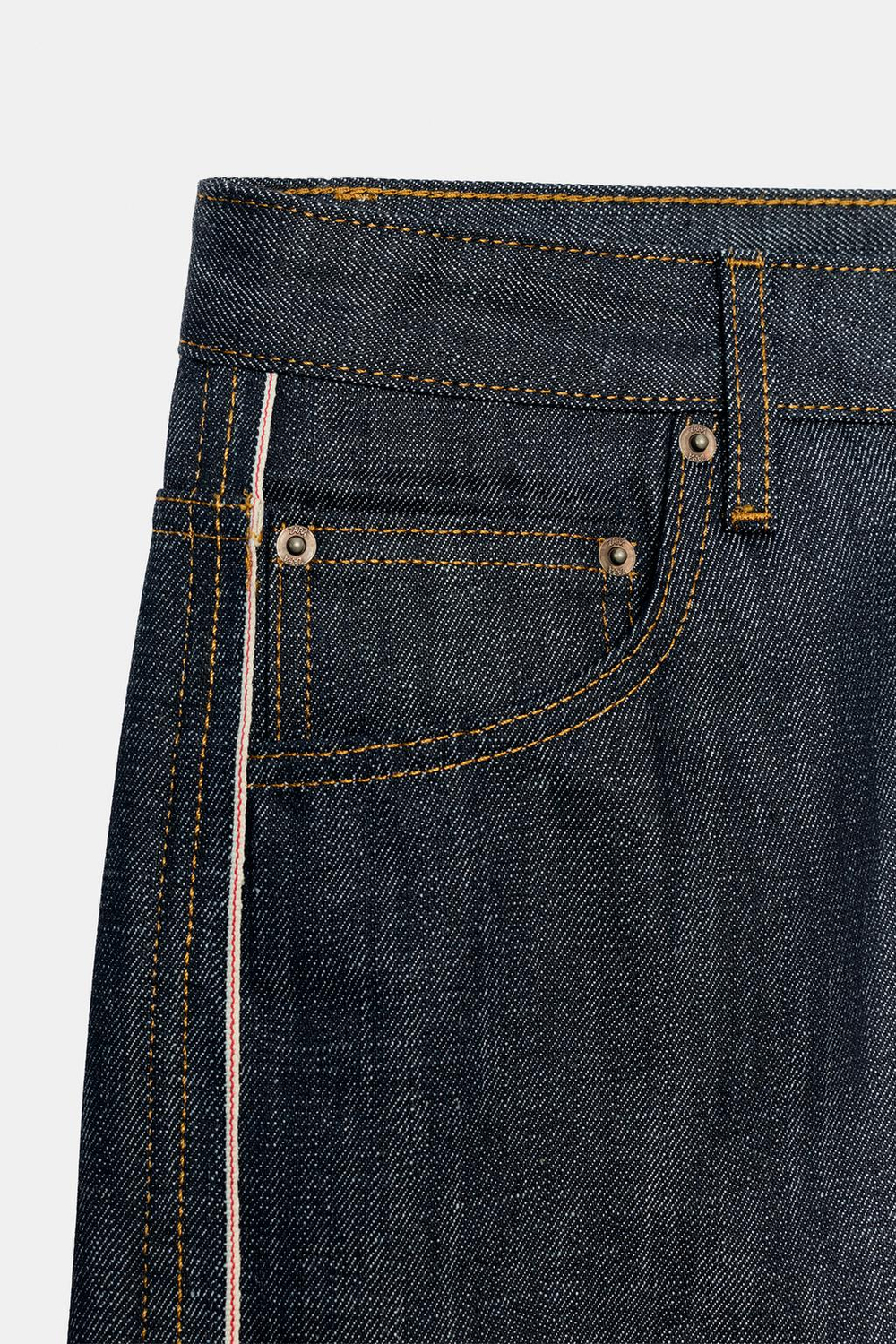 ZARA ДЖИНСЫ СЕЛВИДЖ ПРЯМОГО КРОЯ СО СРЕДНЕЙ ПОСАДКОЙ — ZW COLLECTION, СИНИЙ