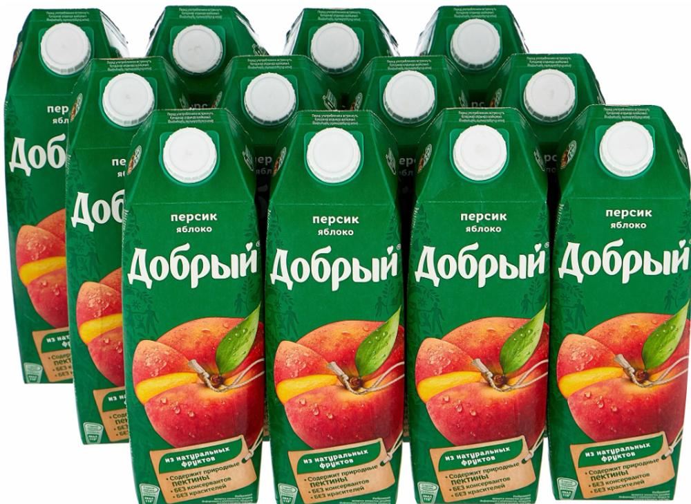 Добрый сок "Персик-Яблоко" 1,0 л. (12 шт. в упаковке)