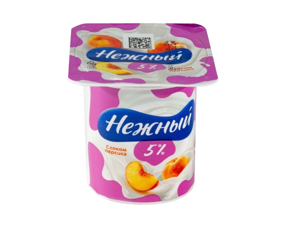 Йогуртный продукт Нежный слив 5% с соком персика 100гр