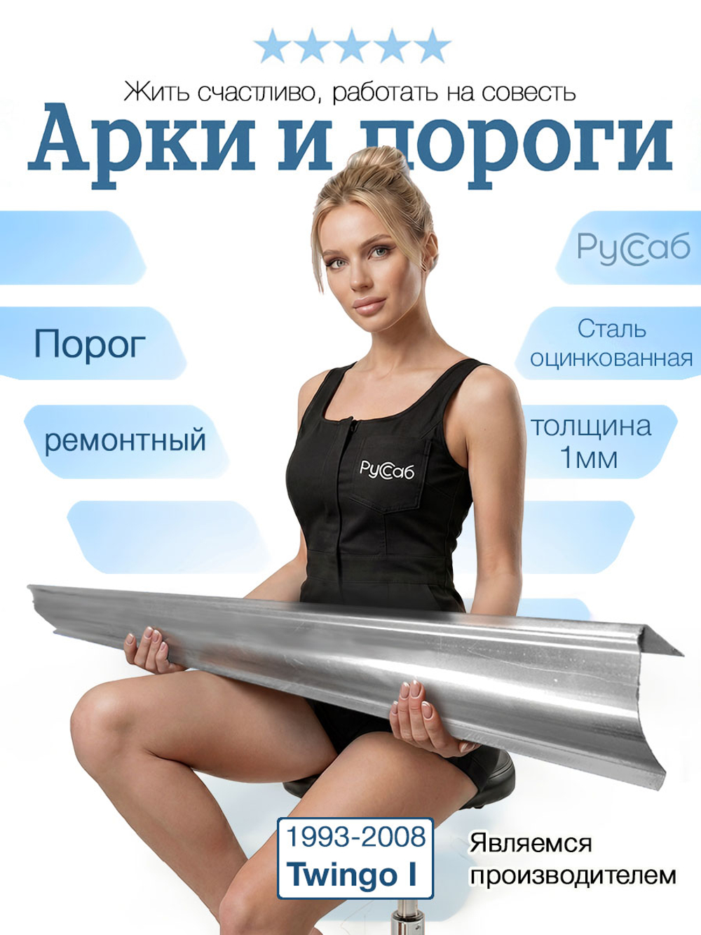 Порог Renault Twingo 1993-2008 (1мм)