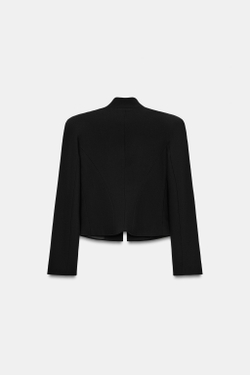 ZARA ПРИТАЛЕННЫЙ БЛЕЙЗЕР С ПОДПЛЕЧНИКАМИ, ЧЕРНЫЙ