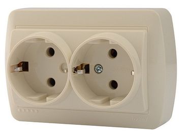 Розетка LEZARD DEMET 2-местная о/п с/з бел. 16А 250В