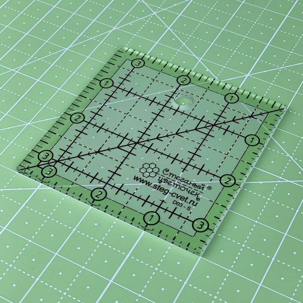 Линейка для пэчворка в дюймах, 3 ½ х 3½" (арт. D03-S)