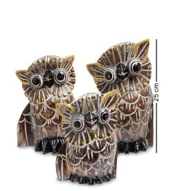 Decor and Gift 99-435 Фигурка «Сова» н-р из трех 25,20,15 см (албезия, о.Бали)