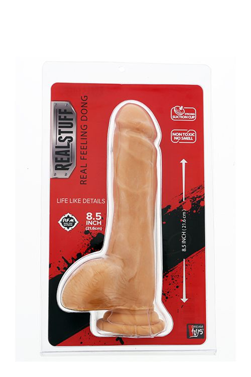 Телесный фаллоимитатор на присоске REALSTUFF REAL FEELING DONG 8.5INCH - 21,6 см. (Цвет: телесный)