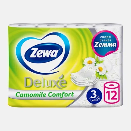Туалетная бумага Zewa Deluxe Ромашка 3 слоя 12 рулонов в ассортименте