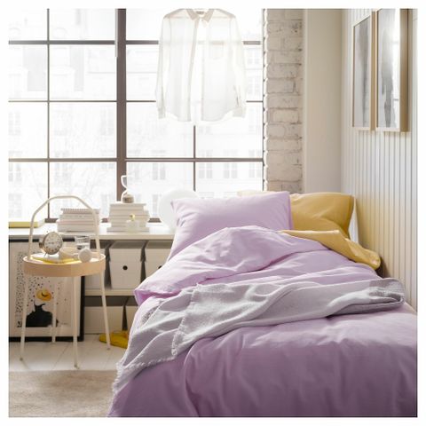 Комплект постельного белья IKEA NATTSVARMARE (НАТТСВАРМАРЕ), Односпальный, Сиреневый, 150x200, 50x80 см