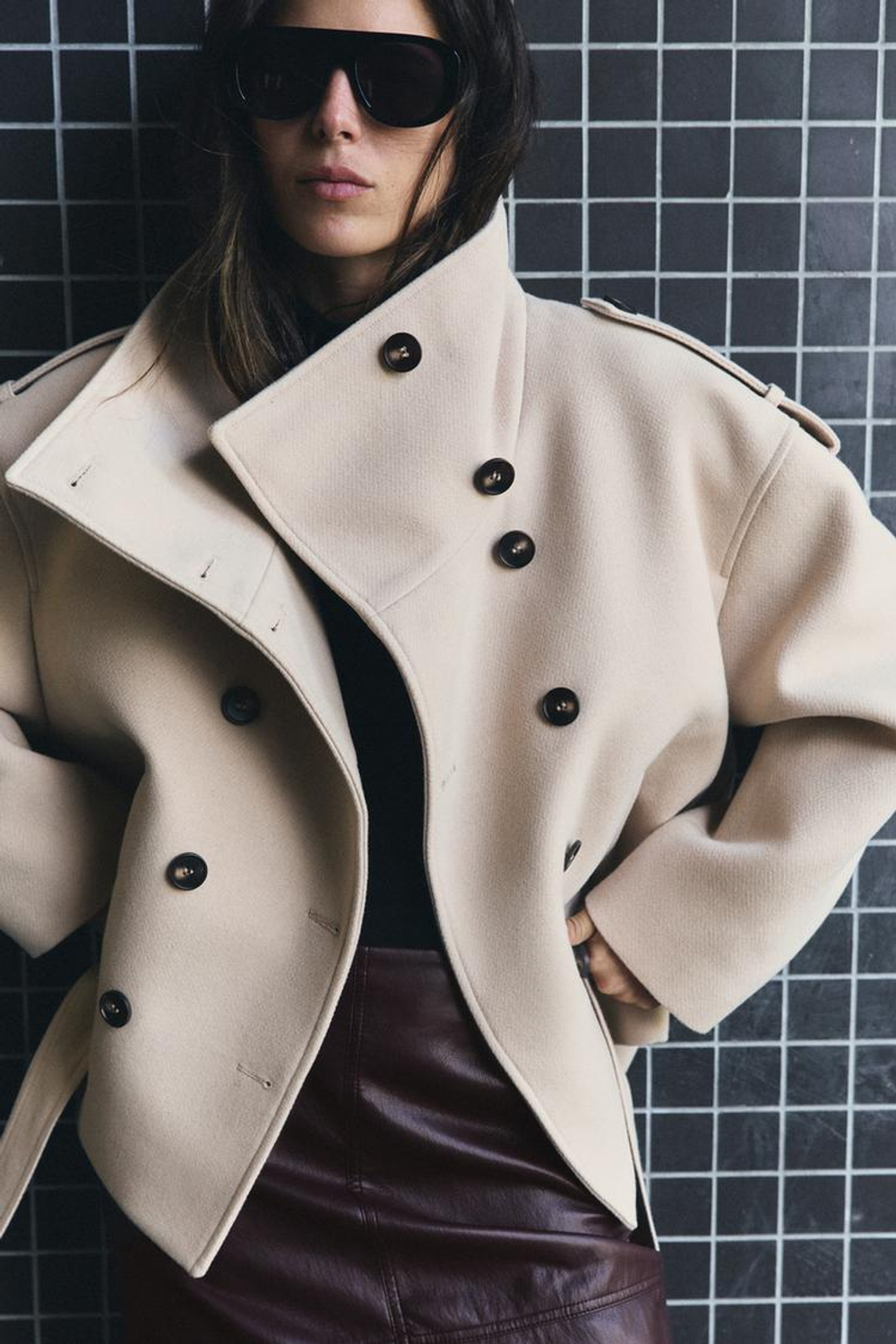ZARA КОРОТКО ПАЛЬТО С ПОЯСОМ, ЭКРЮ