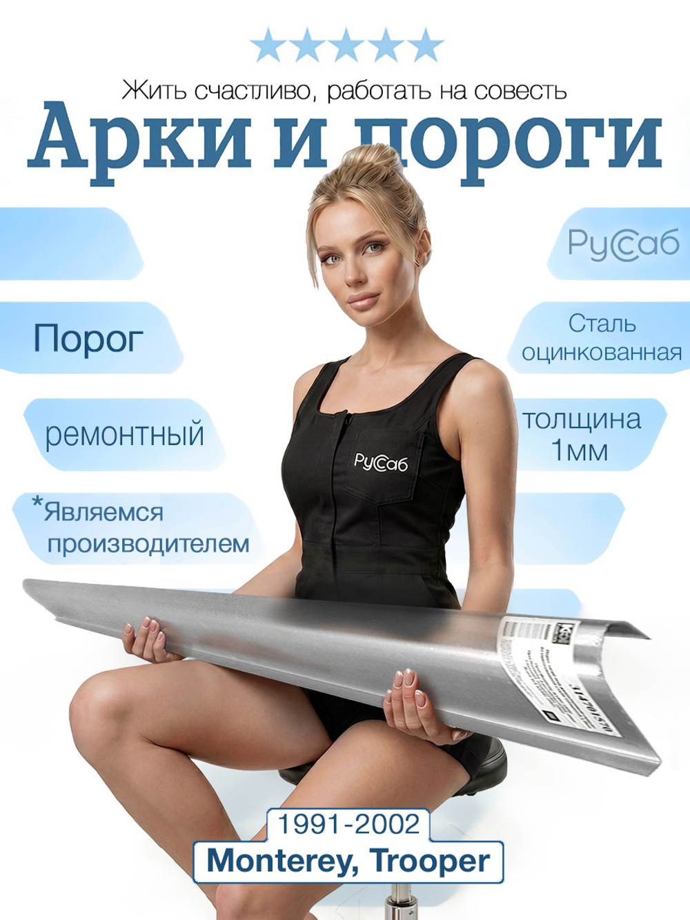 Порог Opel Monterey, Chevrolet Trooper 1991-2002 (1мм)