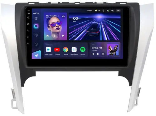 Магнитола для Toyota Camry 50 2011-2014 (рамка серебристо-черная 9) - Teyes CC3 Android 10, Быстрая, CarPlay, SIM-слот