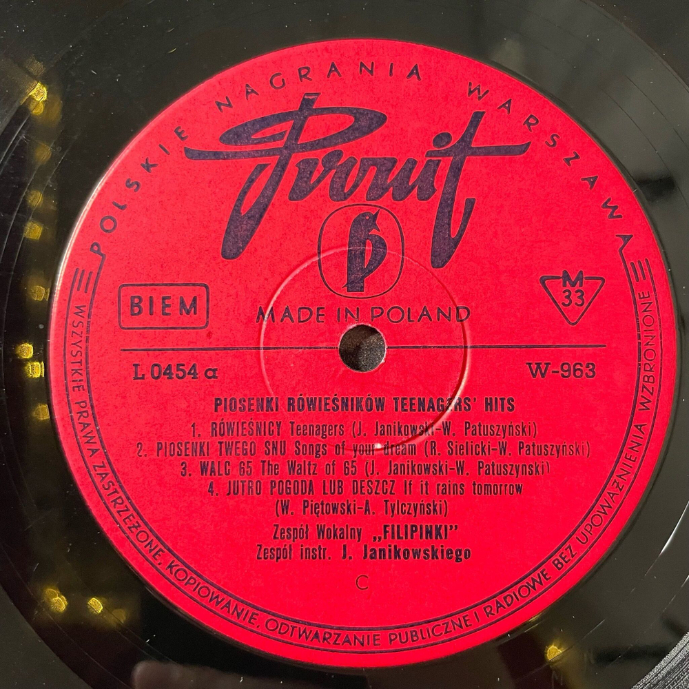 Винтажная виниловая пластинка LP Filipinki Piosenki Rowiesnikow (Польша 1965) 10 дюймов Pronit
