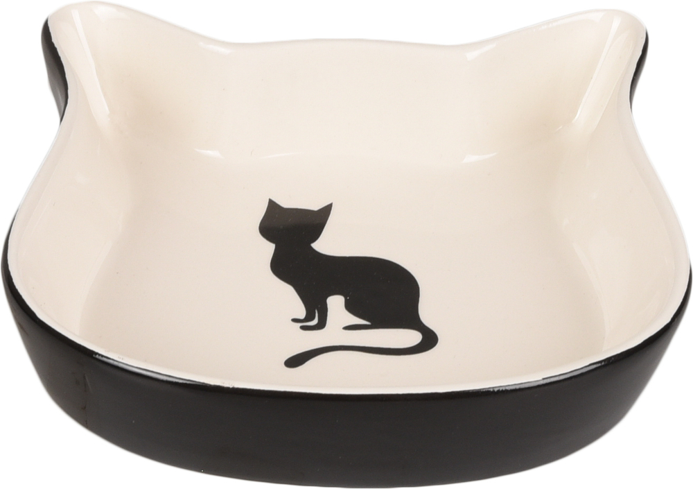 Миска керамическая для кошки NALA, 220 мл/ 12,5 см, черный/белый, Flamingo