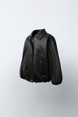 ZARA БОМБЕР ИЗ ИСКУССТВЕННОЙ КОЖИ, ЧЕРНЫЙ