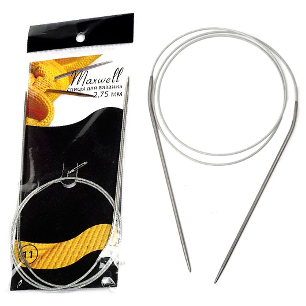 Спицы круговые на тросиках Maxwell Black ⌀2,75 мм, 80 см, #11 Спицы круговые на тросиках Maxwell Black ⌀2,75 мм, 80 см, #11