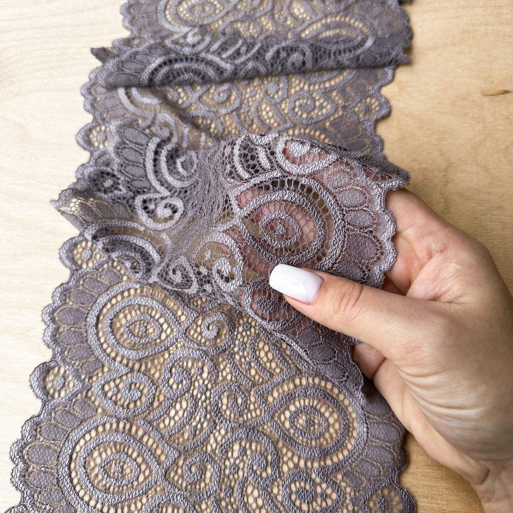 Широкое кружево эластичное 18см, Графит (lace/magn/180)