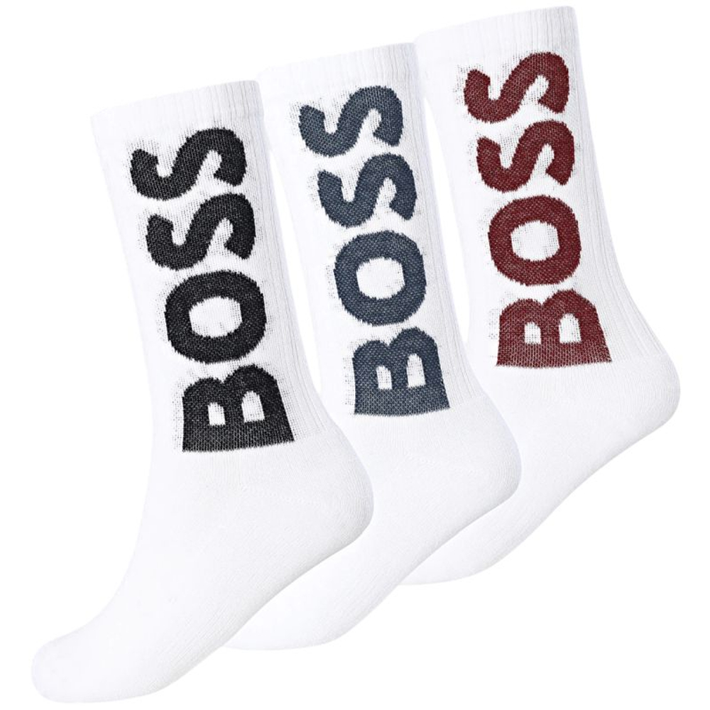 Носки теннисные BOSS Ribbed Logo 3P - white/black