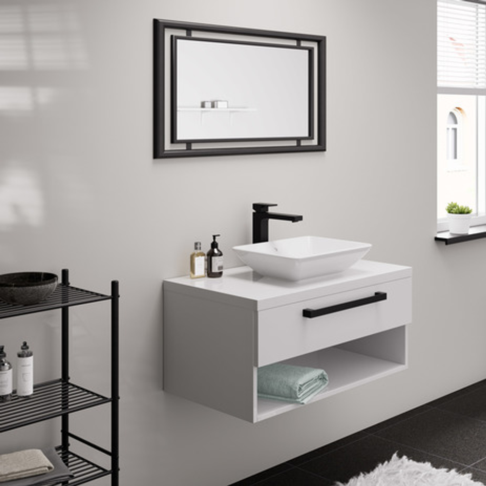 Смеситель для раковины Hansgrohe Vernis Shape однорычажный, 190 со сливным матовый чёрный 71562670