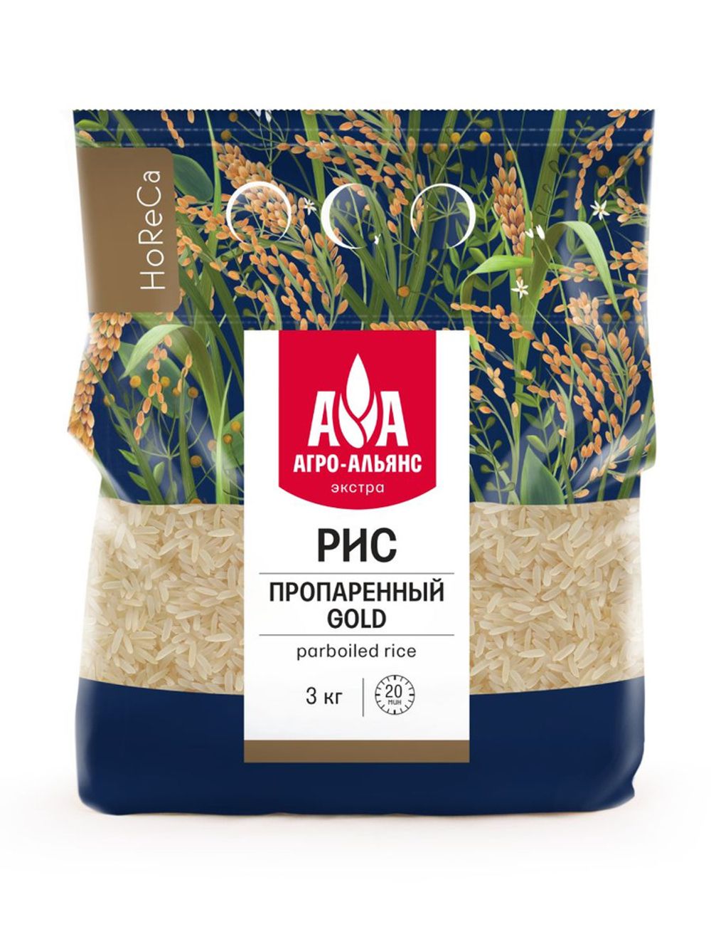 Рис пропаренный 3кг HORECA